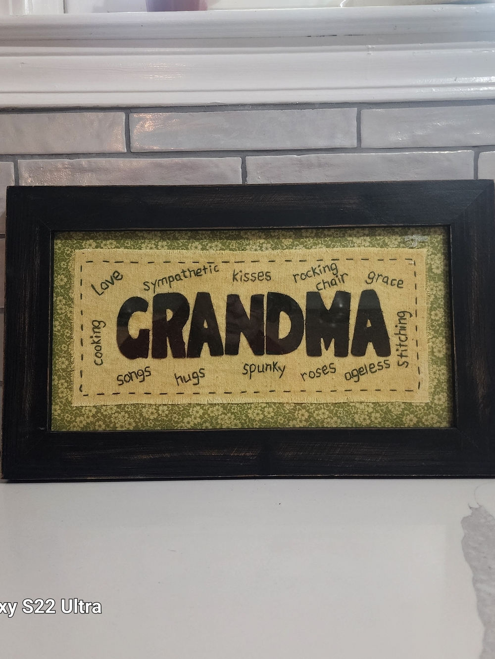 Grandma Vintage Needlework. Rustic Frame
